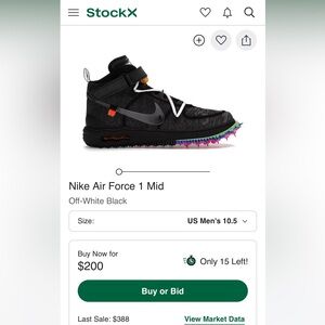 Nike Air Force 1 Mid Off-White Black Sneakers